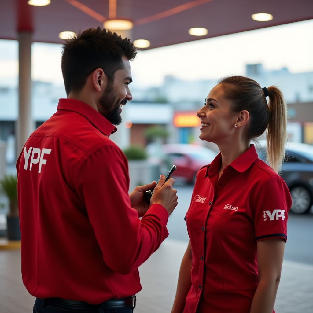 Empleados de YPF trabajando